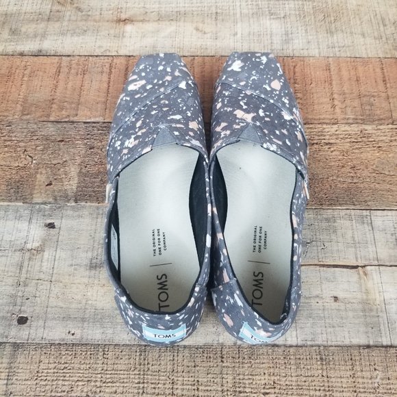 Toms Alpargata Women Sz 8 Forged Iron Grey Metallic Granite Fleck Flats Slip On - Picture 5 of 9